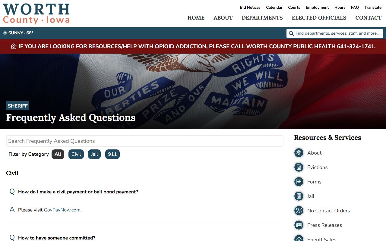 Worth County jail mugshots sheriff FAQ for bond and inmate message rules